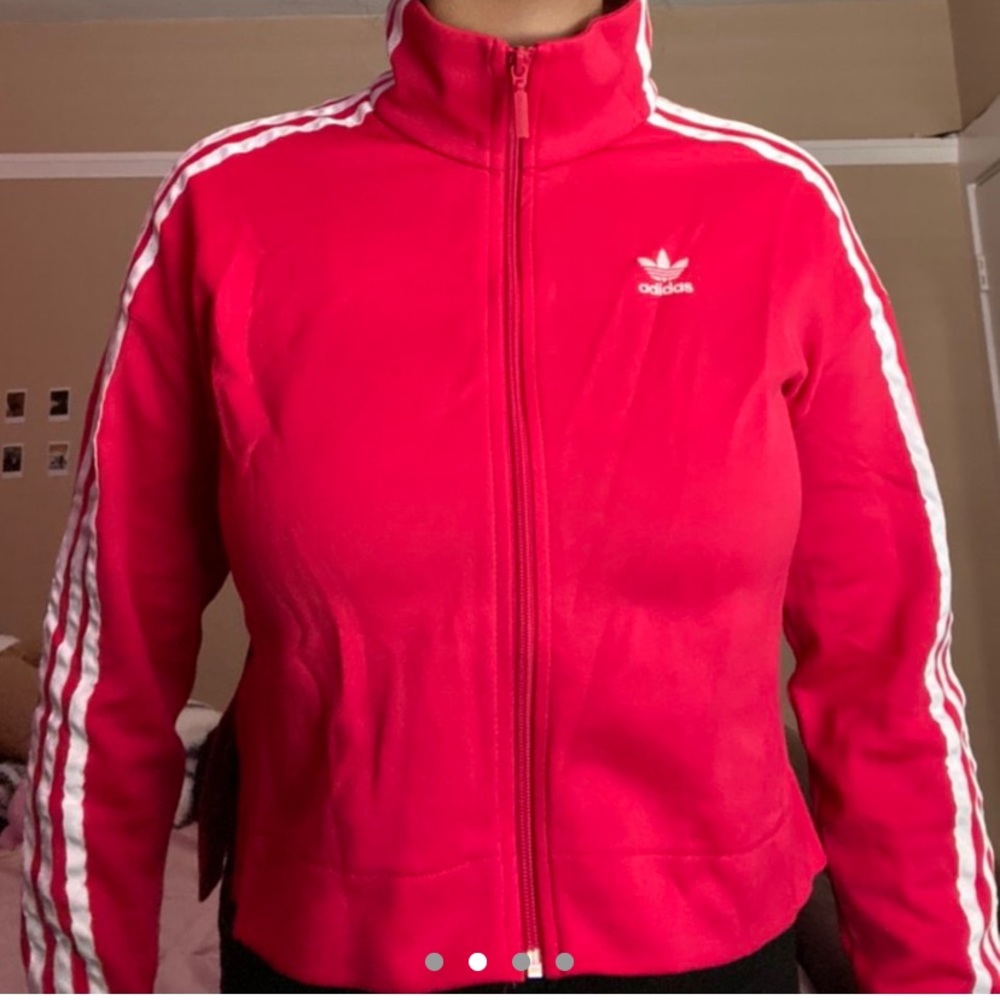 Hot pink Adidas tracksuit